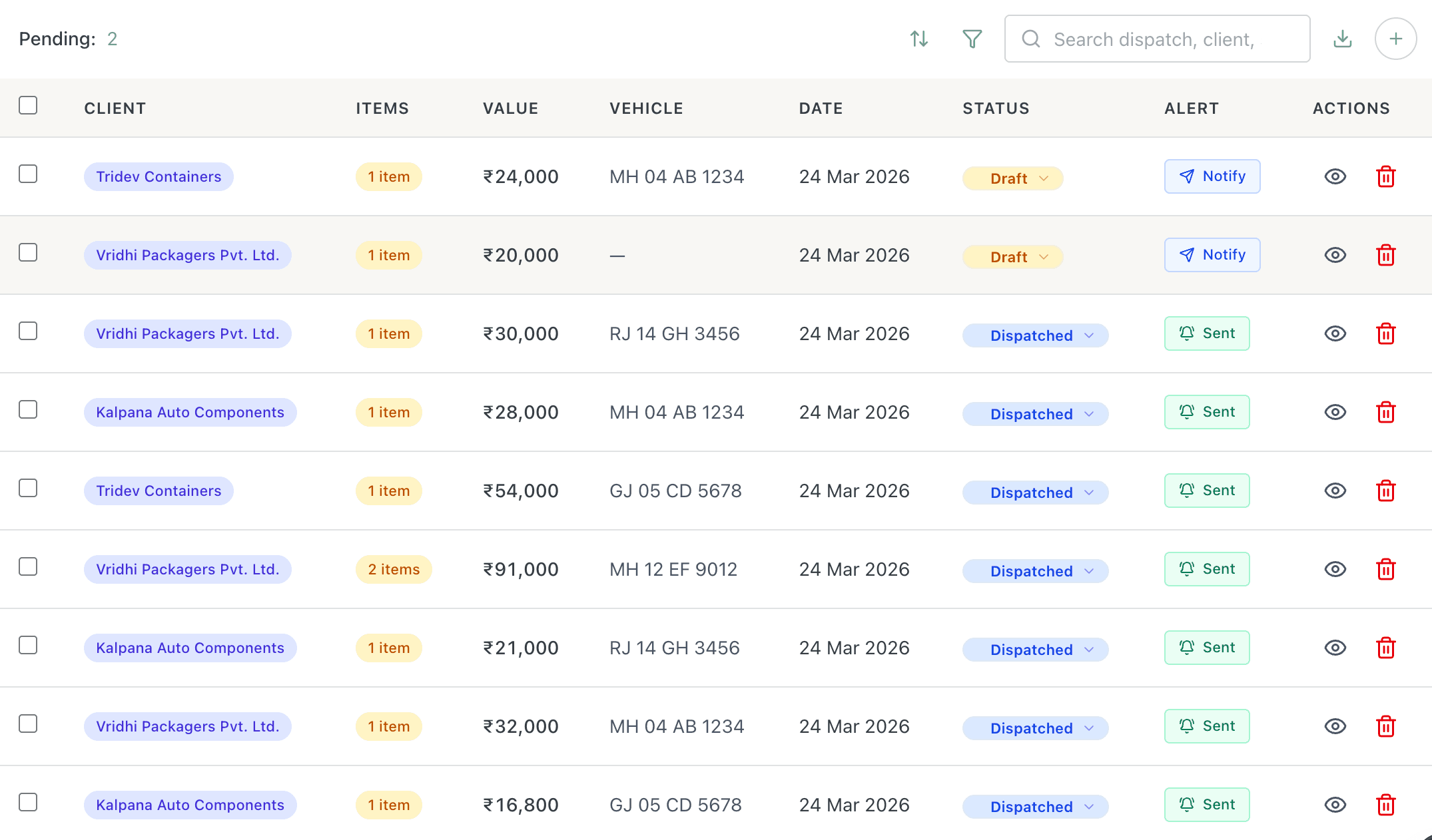 Dispatch interface