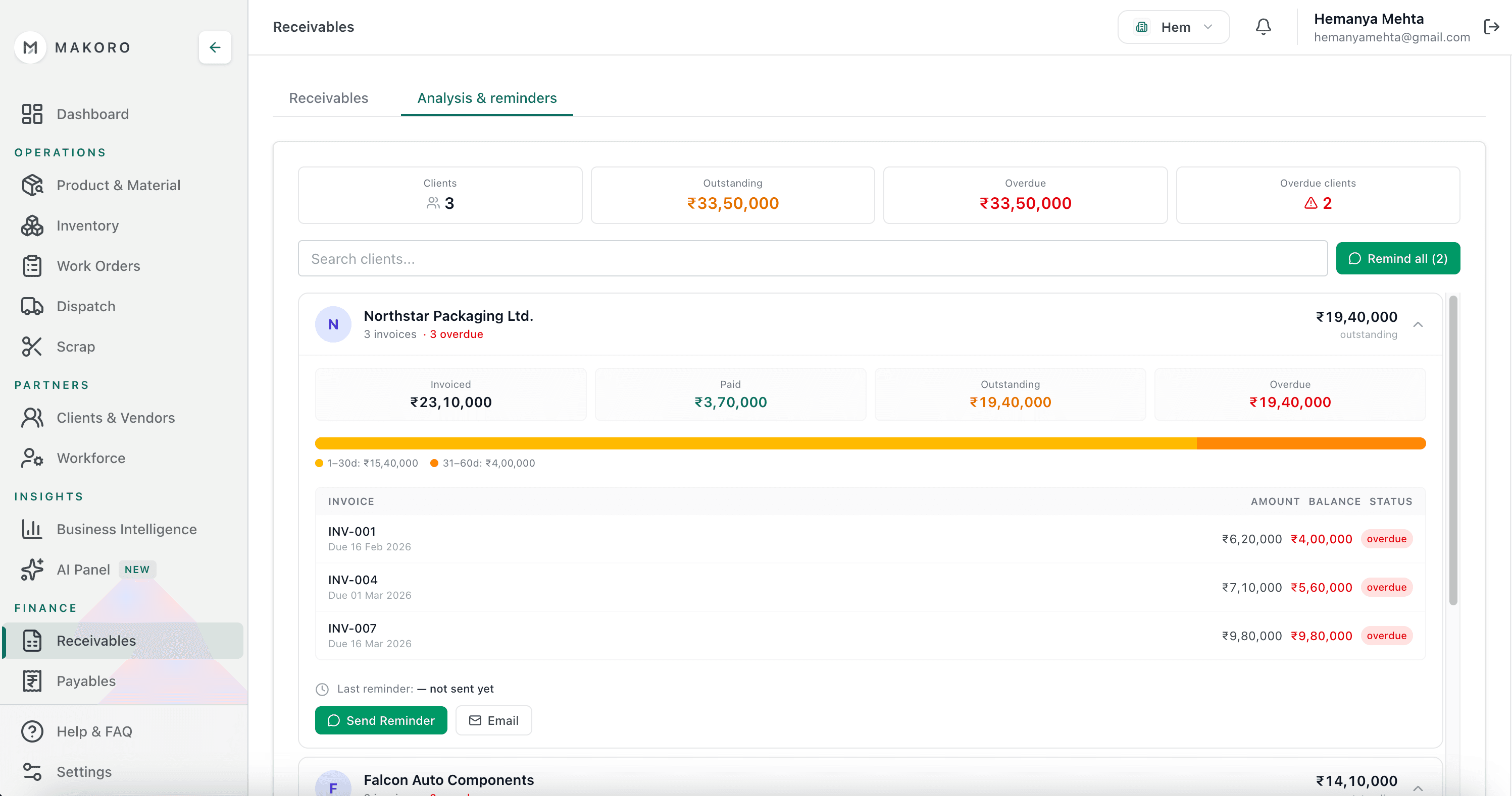 Finance interface